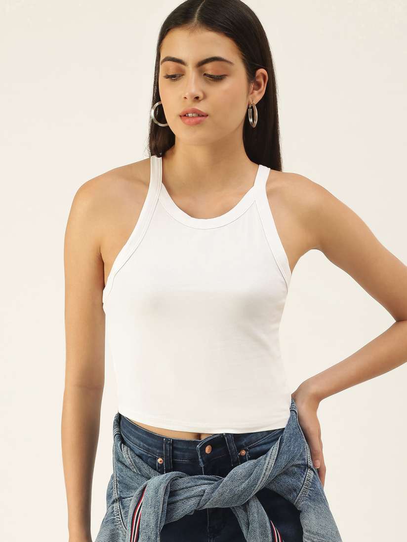 Buy FOREVER 21 Women White Solid Styled Back Top Tops for Women 16935728 Myntra