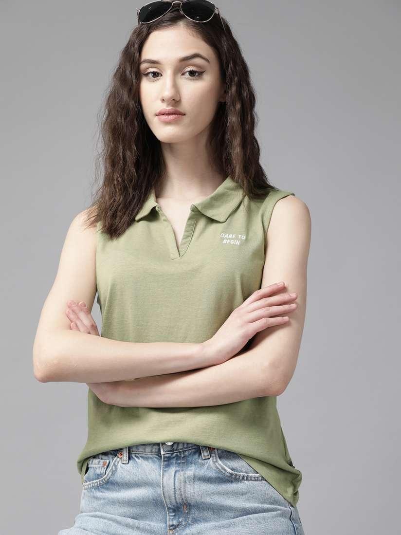 Women's cotton sleeveless polo shirts cheap