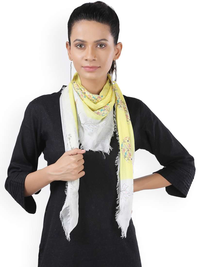 Buy Frore White Yellow Printed Stole Stoles for Women 1694657 Myntra