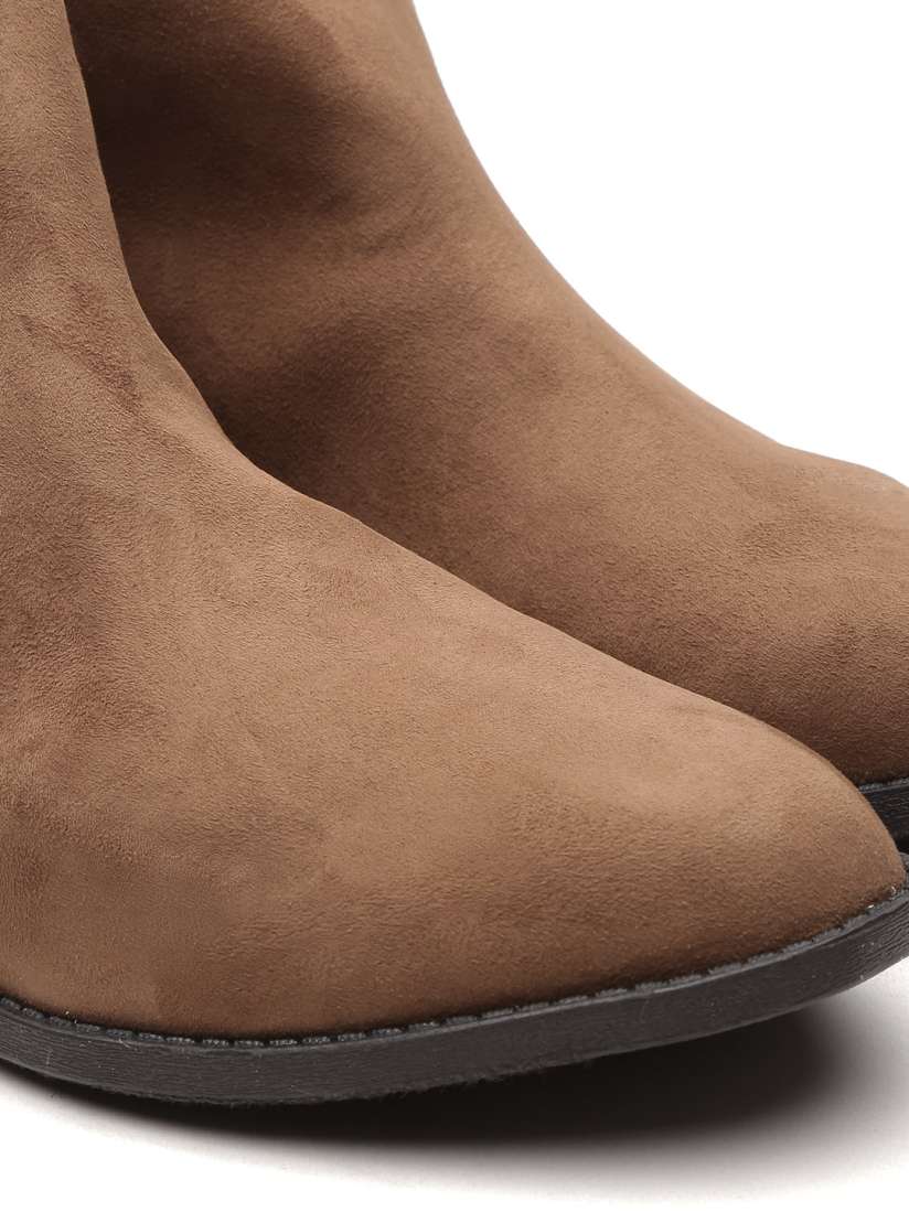 Buy FOREVER 21 Women Brown Mid Top Flat Boots Boots for Women 1694847 Myntra