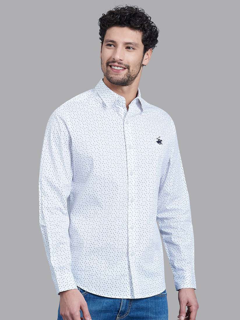 Buy Beverly Hills Polo Club Men White Printed Stretch Fit Casual Shirt Shirts for Men 16952618 Myntra