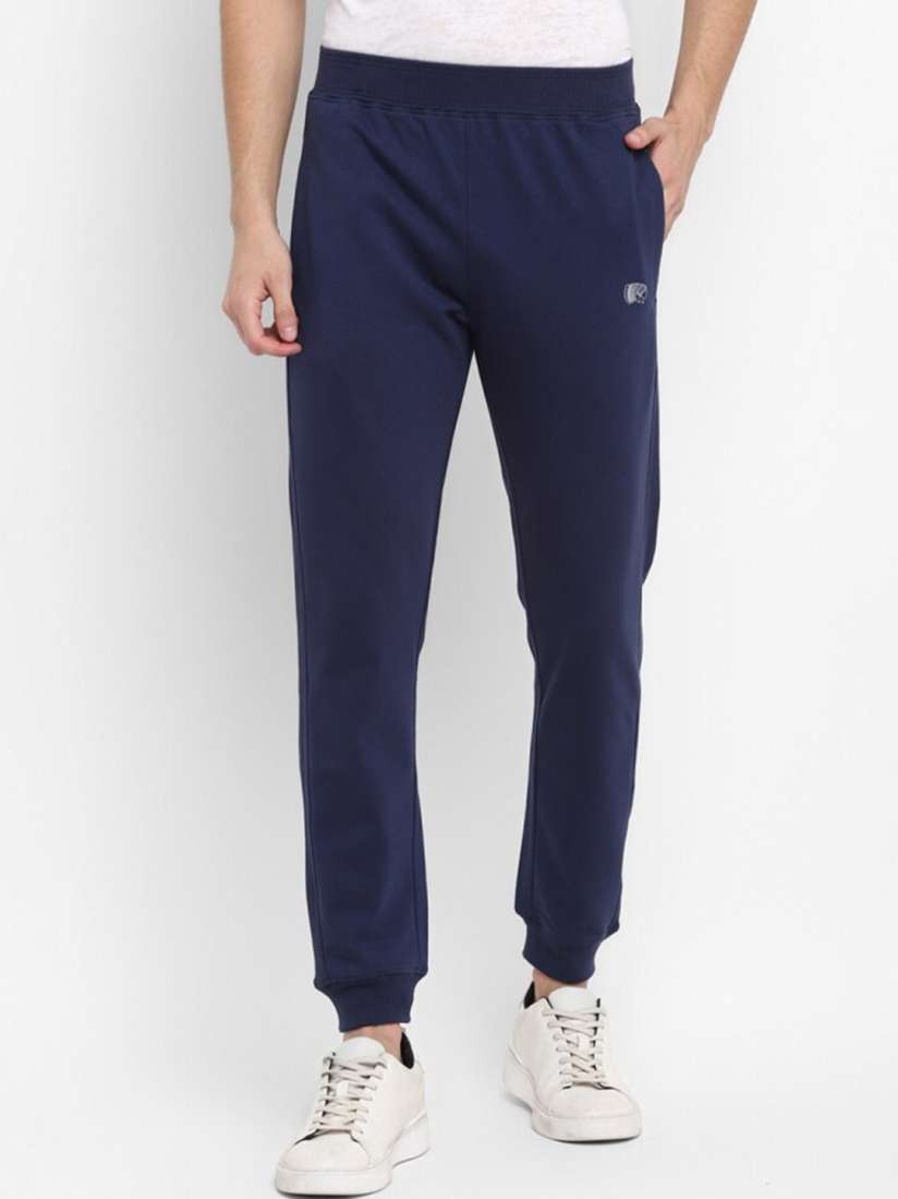 Navy blue and red joggers hotsell