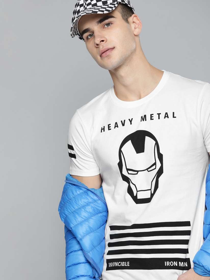 Buy Kook N Keech Marvel Men White Iron Man Printed Round Neck Pure Cotton T shirt Tshirts for Men 1695788 Myntra