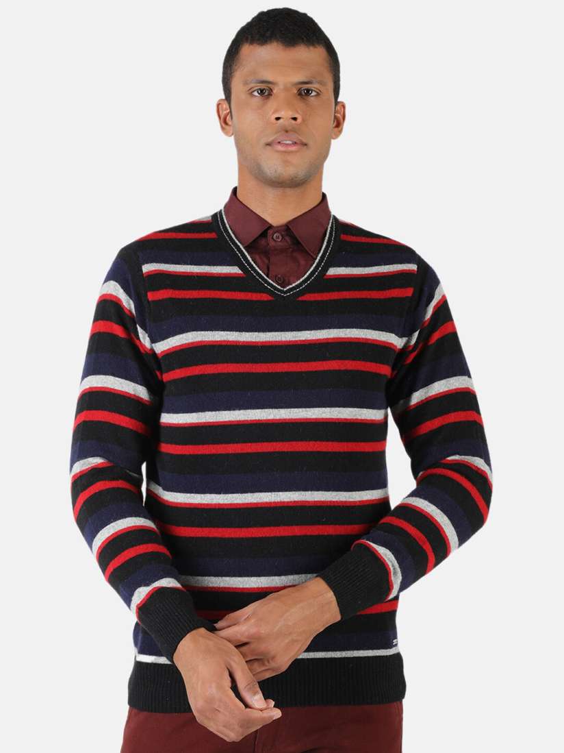 Buy Monte Carlo Men Black Red Striped Wool Pullover Sweater Sweaters for Men 16958018 Myntra