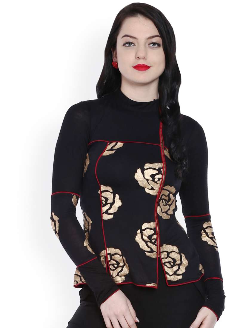 Buy Ira Soleil Black Floral Print Tailored Jacket Jackets for Women 1696462 Myntra