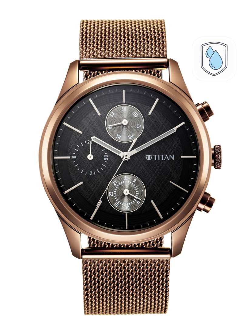 Buy Titan Men Black Dial Brown Stainless Steel Bracelet Style Straps Analogue Watch Watches for Men 16972334 Myntra