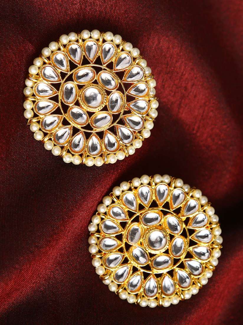 Buy SOHI Gold Plated Kundan Circular Studs Earrings Earrings for Women 16974596 Myntra