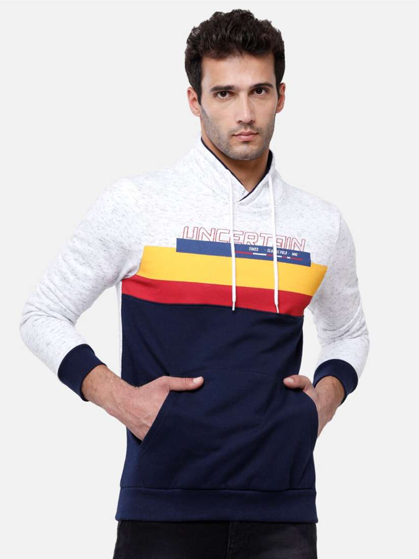 Buy Classic Polo Men Navy Blue White Colourblocked Pure Cotton Sweatshirt Sweatshirts for Men 16981644 Myntra
