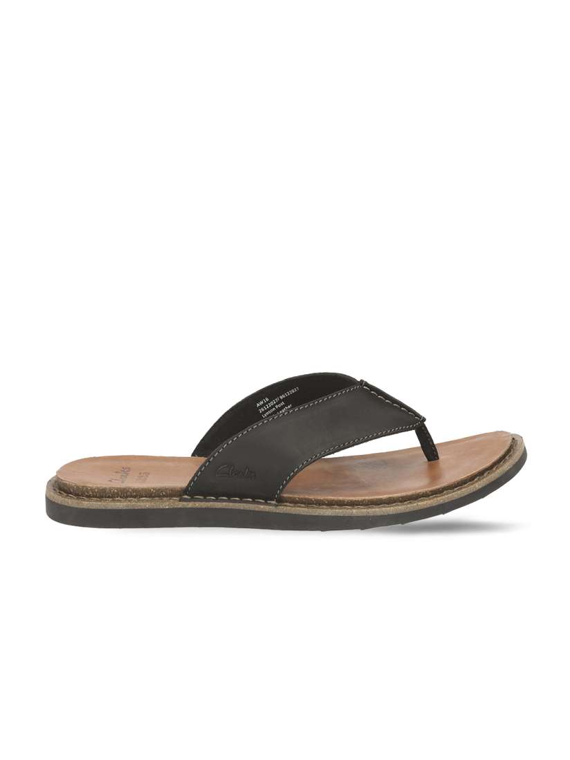 Buy Clarks Men Black Leather Flipflops Sandals for Men 1698579 Myntra