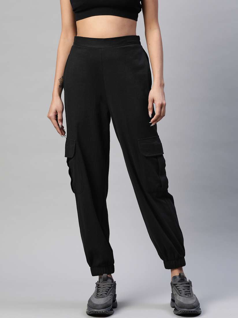 Buy plusS Women Black Solid Joggers Track Pants for Women 16989608 Myntra