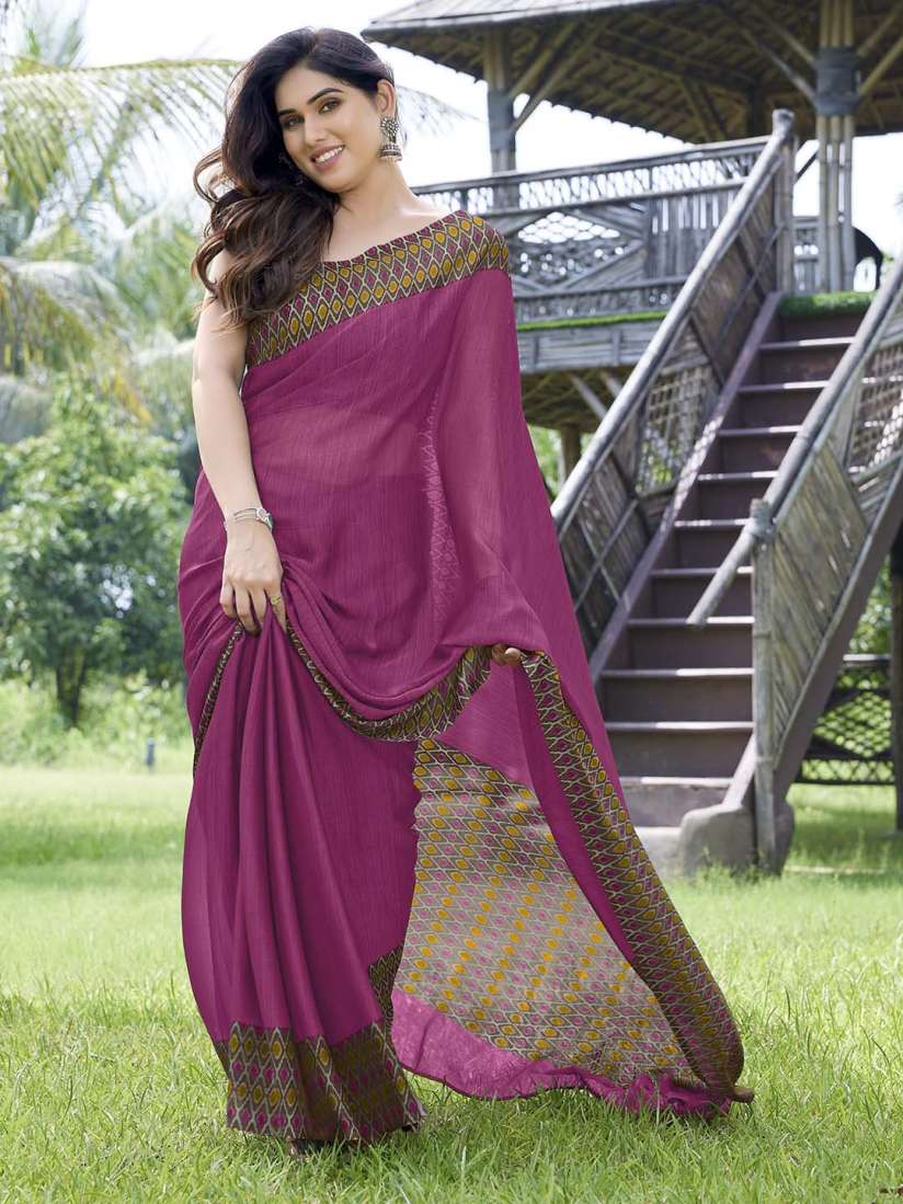 Buy KALINI Women Pink Brown Printed Poly Chiffon Saree Sarees for Women 16999456 Myntra