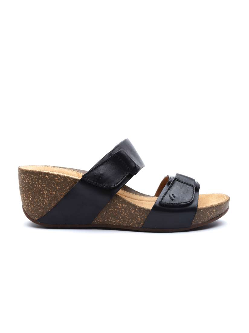 Buy Clarks Temira East Women Black Leather Wedges Heels for Women 1699994 Myntra