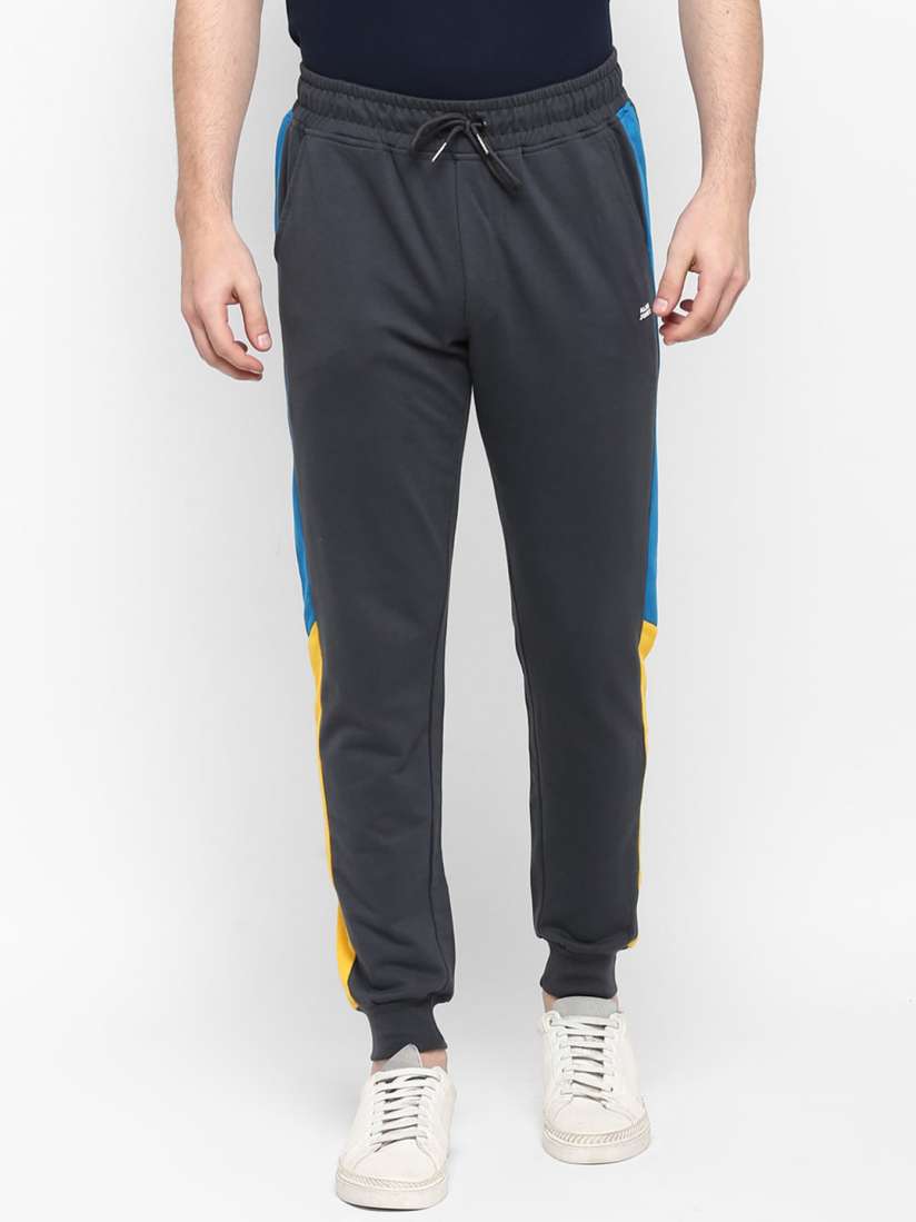 Buy Alan Jones Men Charcoal Grey Blue Colourblocked Slim Fit Joggers Track Pants for Men 17006766 Myntra