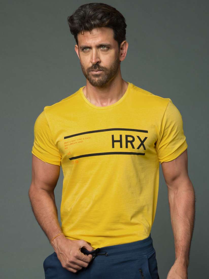 Buy HRX by Hrithik Roshan Men Yellow Printed Cotton Pure Cotton T shirt Tshirts for Men 1700944 Myntra