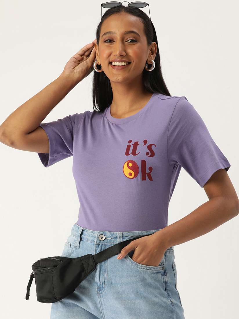Buy FOREVER 21 Women Violet Graphic Printed Pure Cotton Regular Top Tops for Women 17013050 Myntra