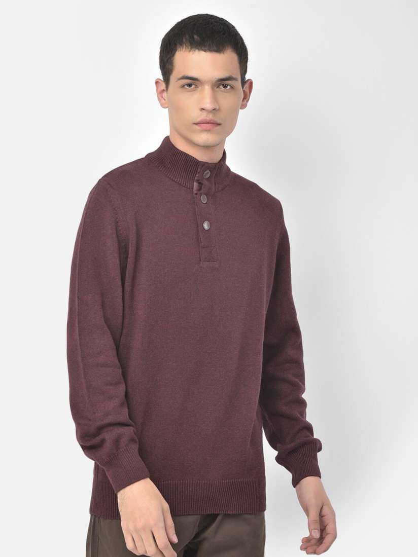 Buy Woodland Men Burgundy Solid Cotton Pullover Sweaters for Men 17015326 Myntra