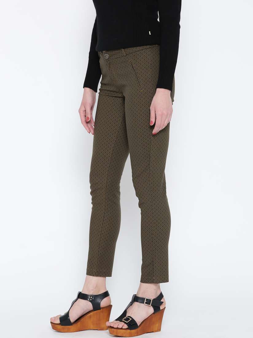 Buy Madame Olive Brown Navy Printed Ankle Length Treggings Jeggings for Women 1701877 Myntra