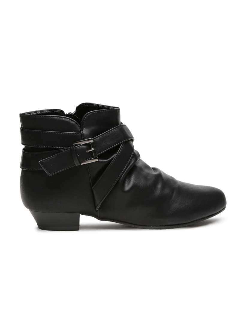Buy Carlton London Women Black Solid Mid Top Flat Boots Boots for Women 1701979 Myntra