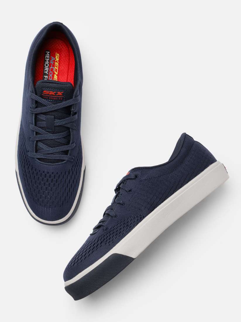 Navy blue skechers memory foam best sale