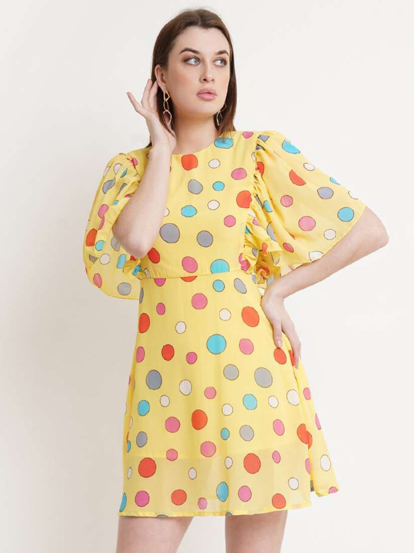 Yellow dress with red polka dots on sale
