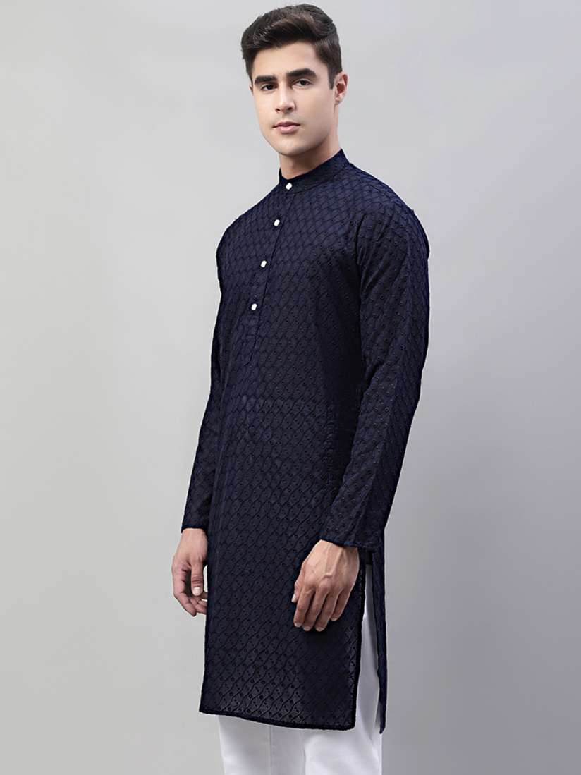 Myntra navy blue kurta deals