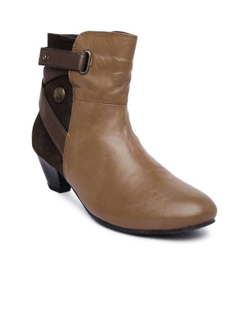 Buy Lee Cooper Women Brown Leather Heeled Boots Boots for Women 1703747 Myntra