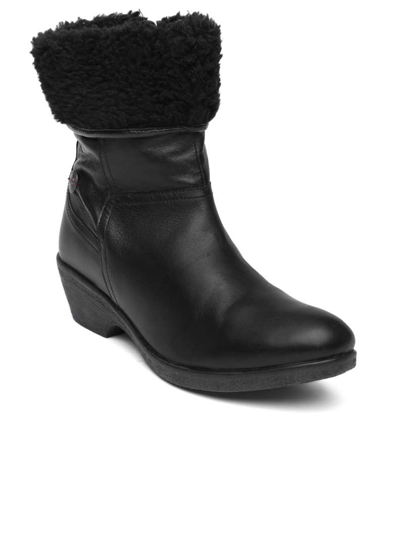 Buy Lee Cooper Women Black Leather Heeled Boots Boots for Women 1703748 Myntra