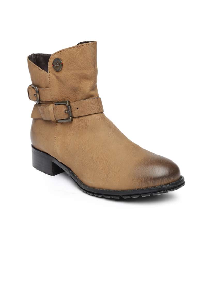 Buy Lee Cooper Women Tan Brown Leather Heeled Boots Boots for Women 1703750 Myntra