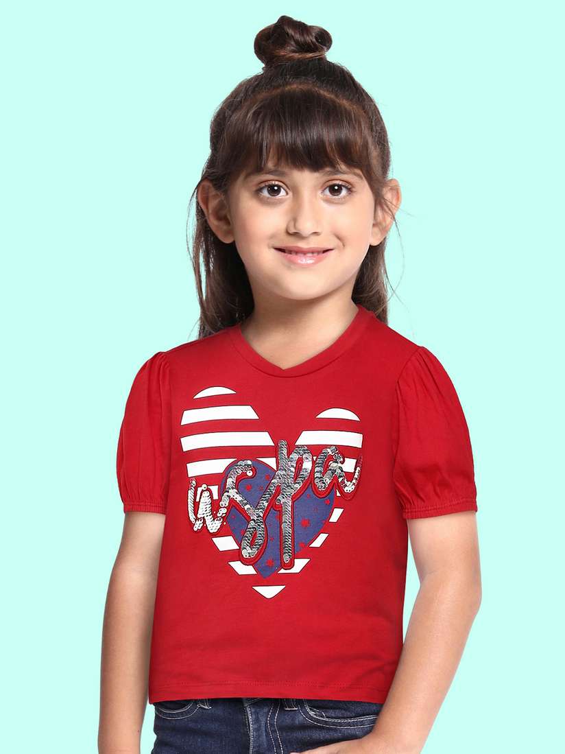 Buy Polo Kids Girls Red White Brand Logo Printed