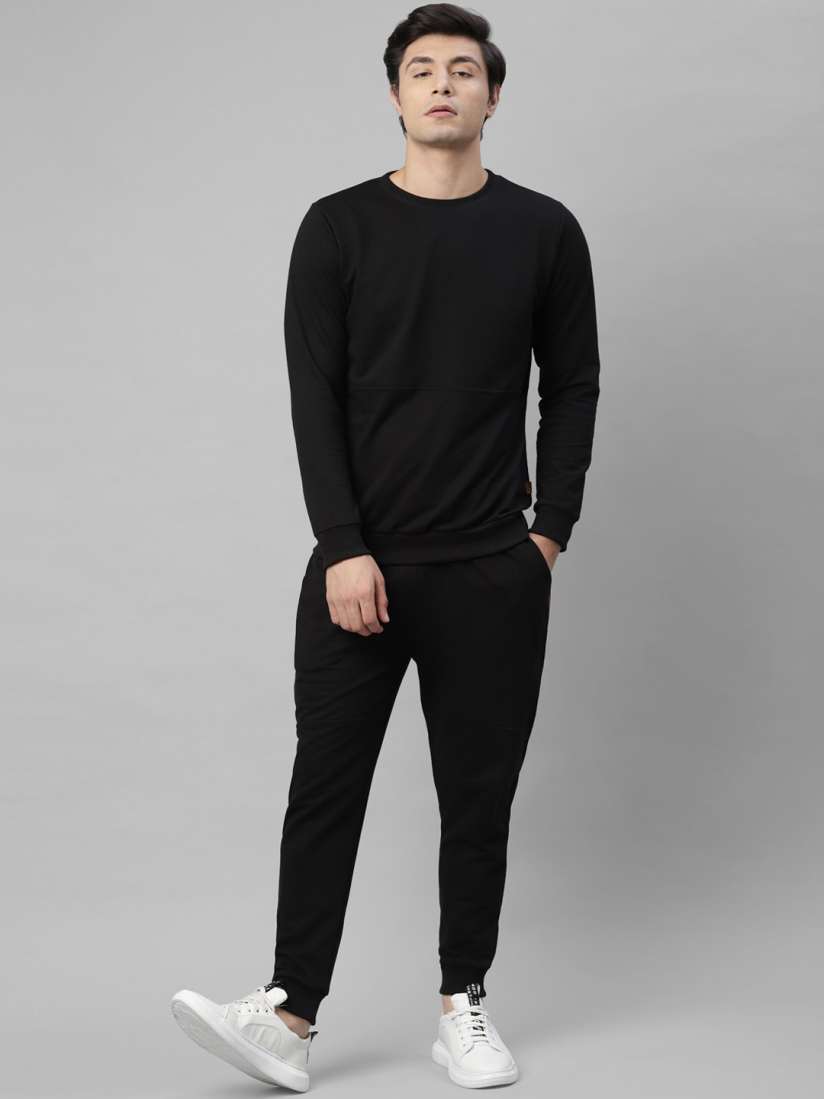 Black cotton tracksuit top