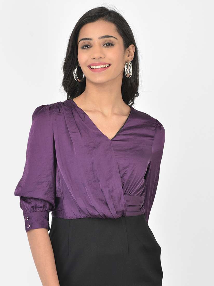 Buy Latin Quarters Purple Black Colourblocked Sheath Dress Dresses for Women 17042570 Myntra