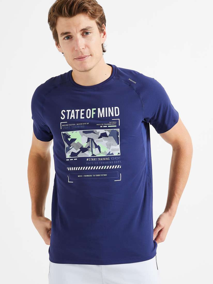 Buy Domyos By Decathlon Men Blue White Typography Printed Training T shirt Tshirts for Men 17045040 Myntra
