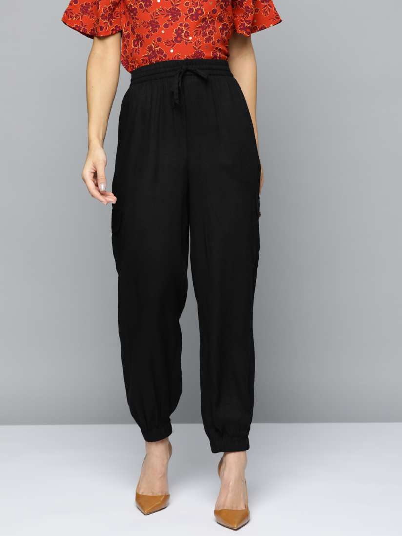 Buy Chemistry Women Black Solid Joggers Trousers for Women 17046088 Myntra
