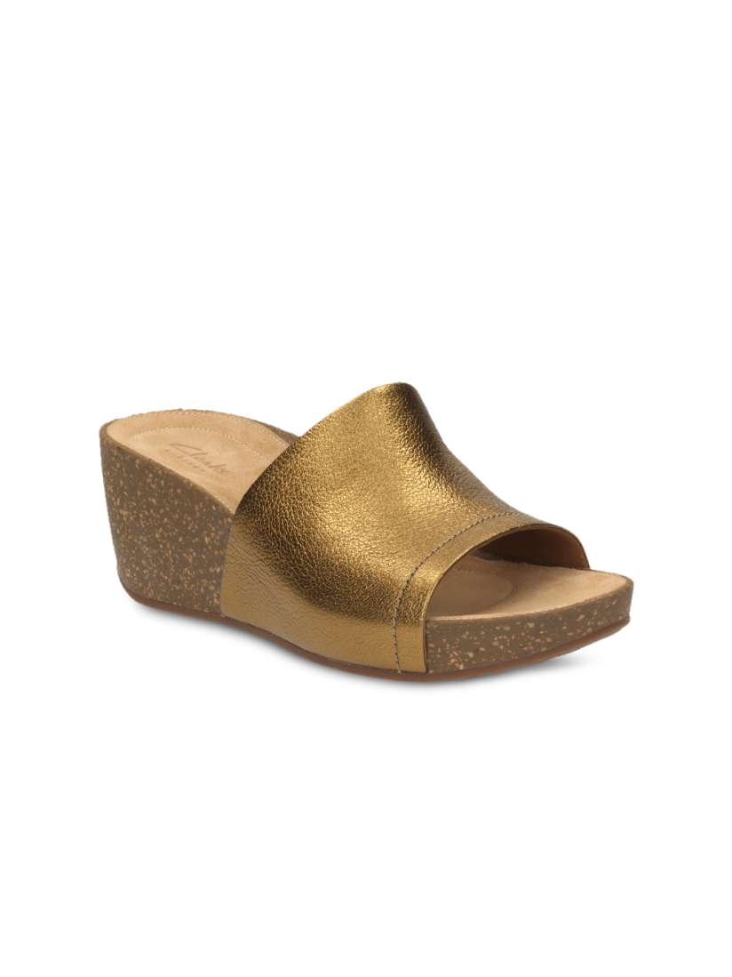 Buy Clarks Women Gold Toned Solid Wedges Heels for Women 1704894 Myntra