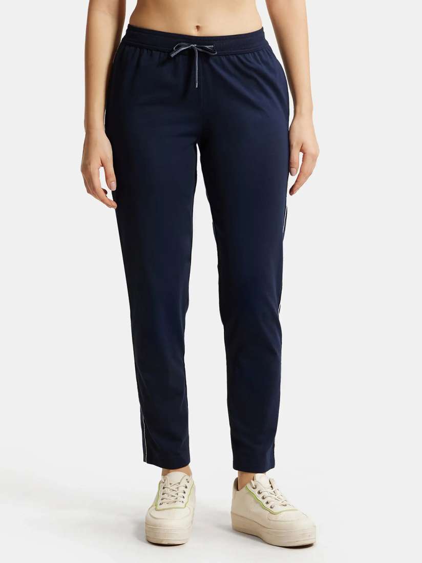 Buy Jockey Super Combed Relaxed Fit Trackpants With Contrast Side Piping and Pockets 1305 Track Pants for Women 17048960 Myntra