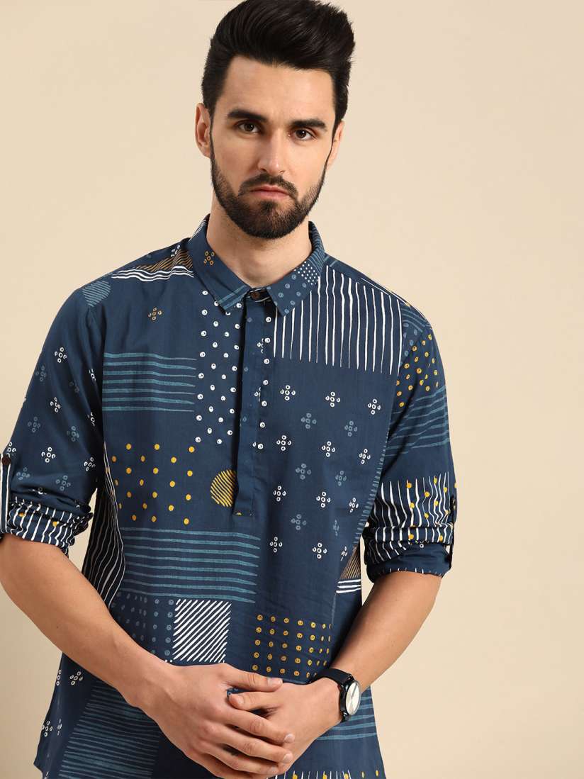 Myntra navy blue kurta online