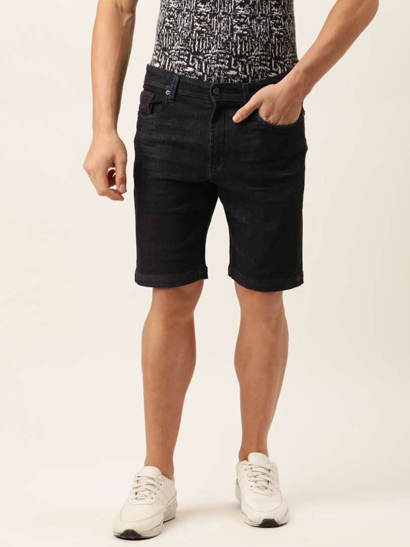 Buy Peter England Men Black Solid Above Knee Casual Denim Shorts Shorts for Men 17053010 Myntra