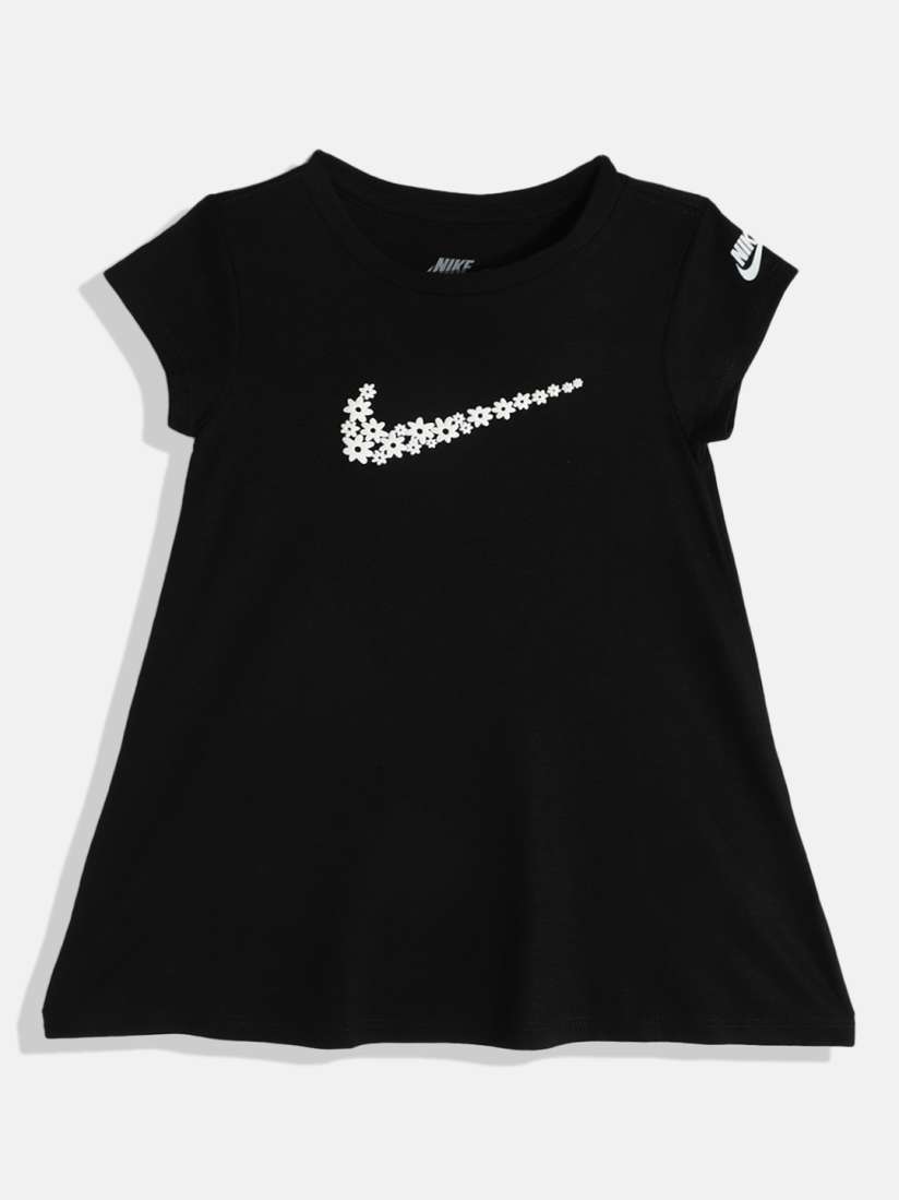 Buy Nike Girls Black White Brand Logo Printed Pure Cotton T shirt Dress Dresses for Girls 17062720 Myntra