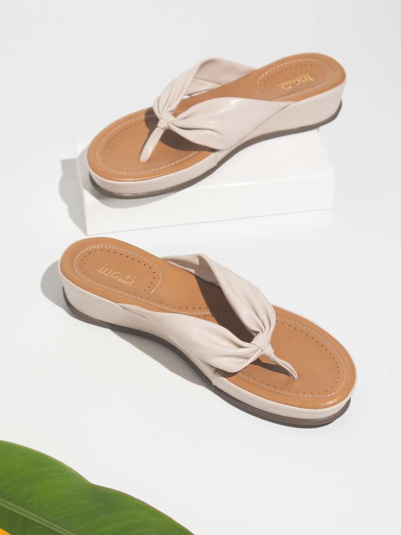 Buy Inc 5 Women Beige Solid Comfort Sandals Heels for Women 17063628 Myntra