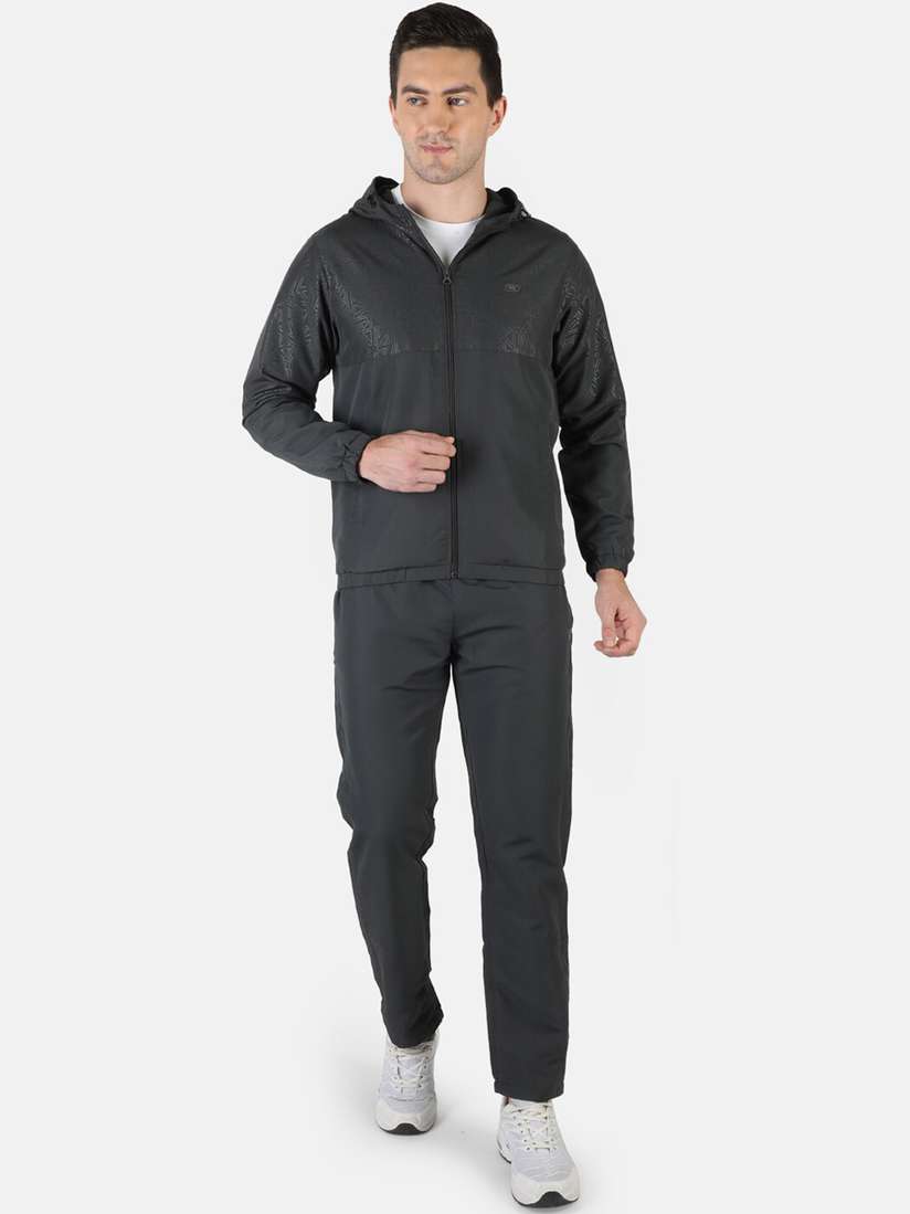 Buy Monte Carlo Men Grey Solid Hooded Tracksuit Tracksuits for