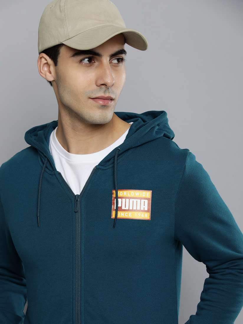 Buy Puma Brand Logo Printed Fleece Front Open Hooded Slim Fit Track Sweatshirt Sweatshirts for Men 17065576 Myntra