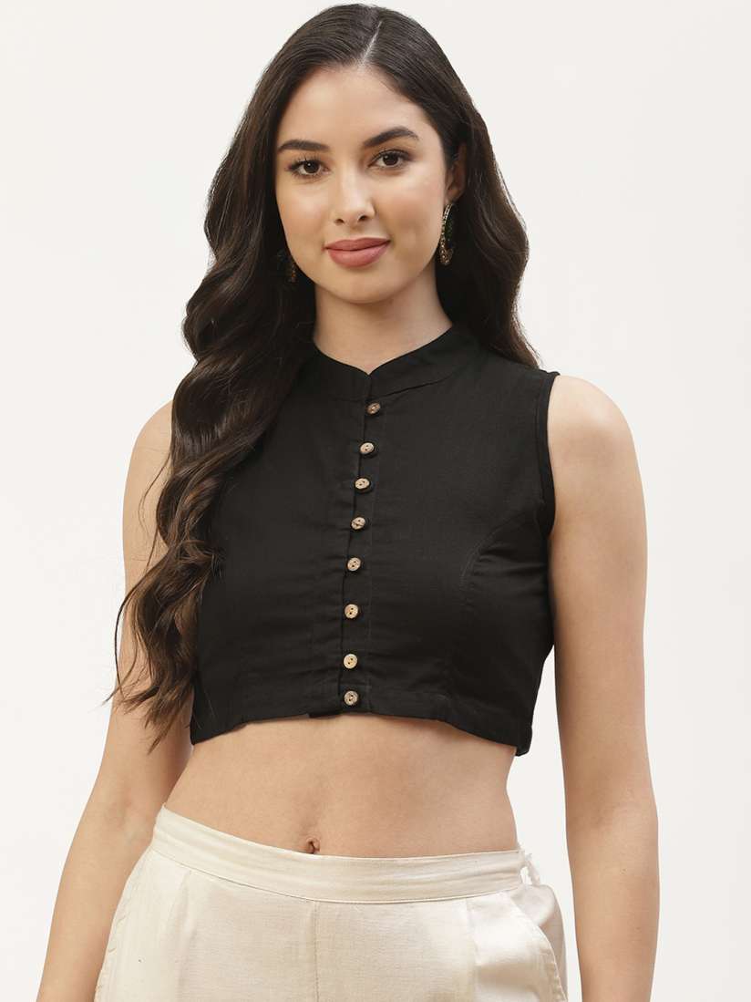 Sleeveless collar blouse for saree online