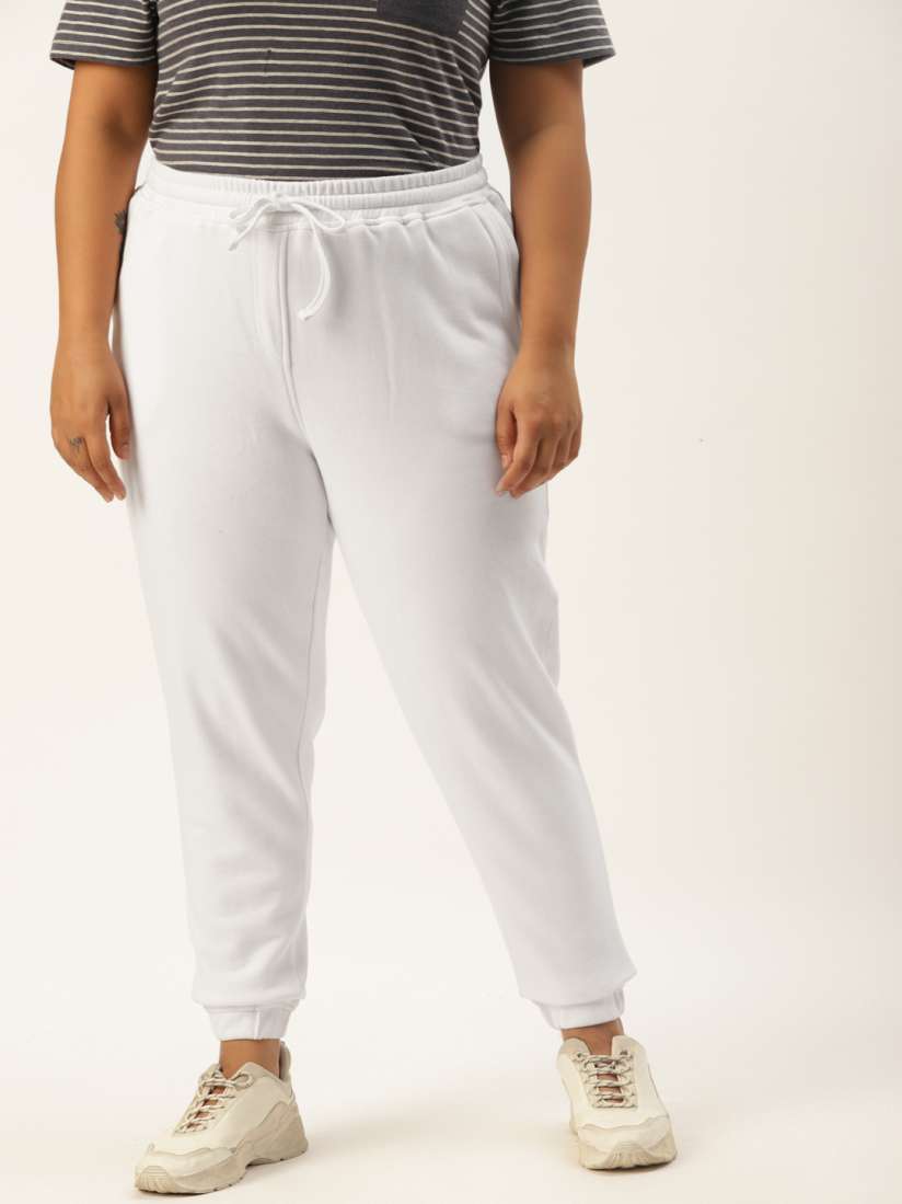 Buy Rute Women Plus Size White Pure Cotton Slim Fit Solid Joggers Track Pants for Women 17067042 Myntra