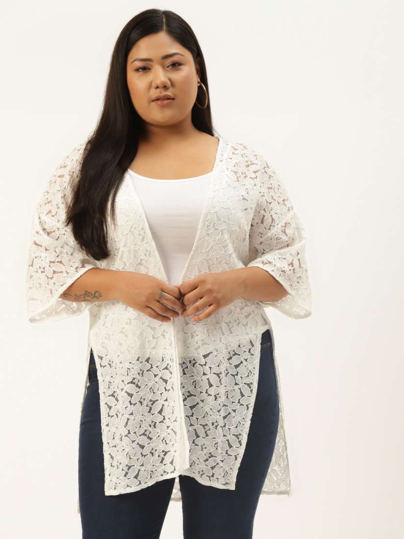 Buy Rute Women Plus Size White Cotton Lace Shrug Shrug for Women 17067068 Myntra