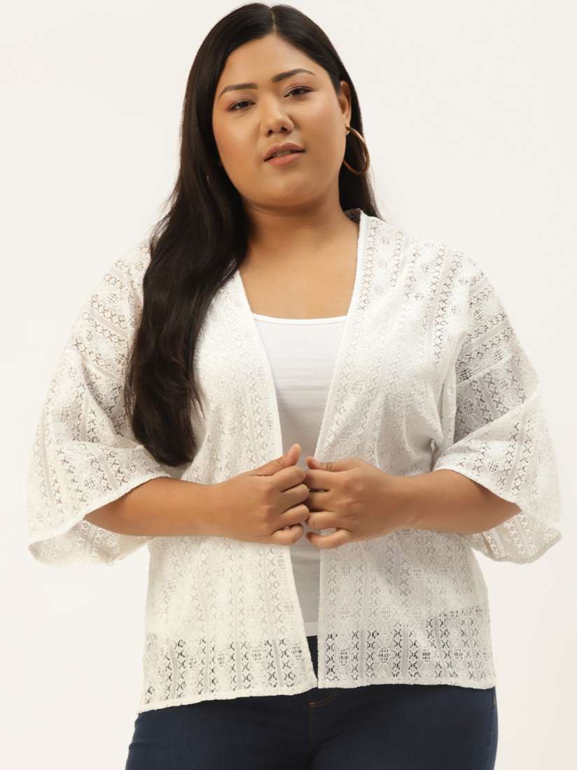 White lace shrug plus size on sale