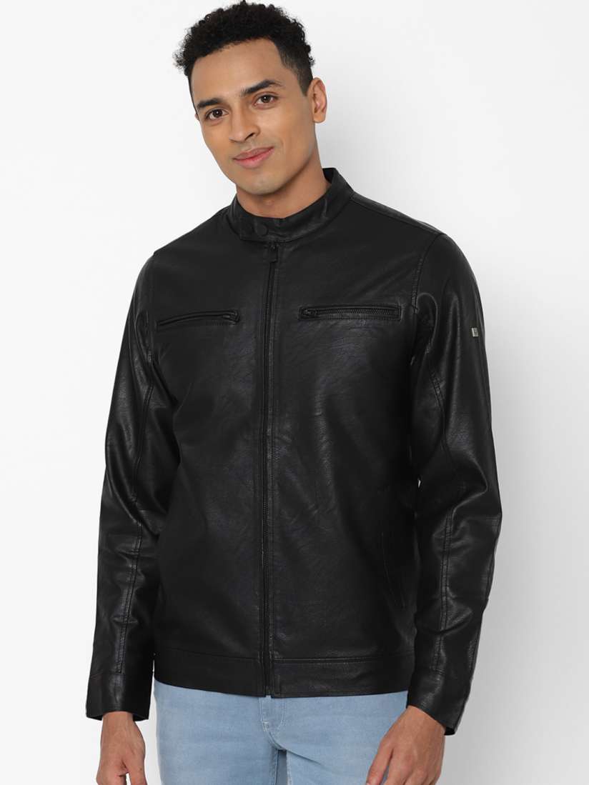 Buy Allen Solly Men Black Solid Biker Jacket Jackets for Men 17067872 Myntra
