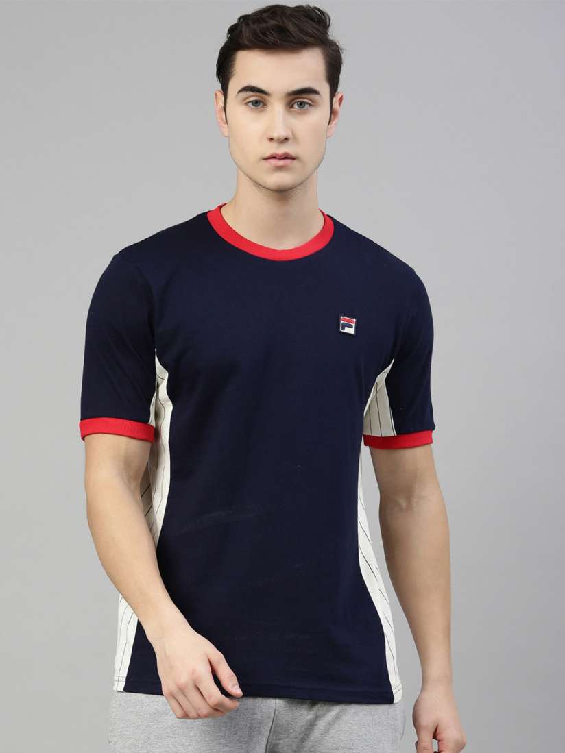 Buy FILA Men Navy Blue Pure Cotton T shirt Tshirts for Men 17082788 Myntra