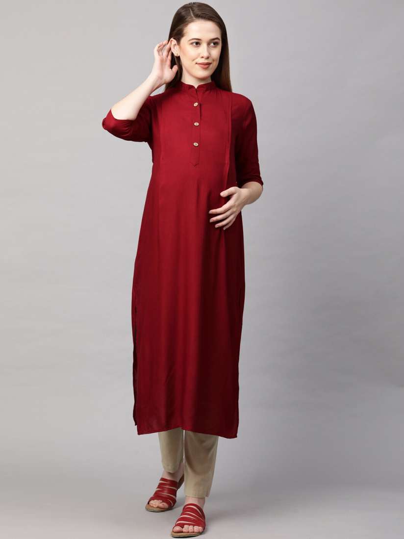 Buy MomToBe Women Maroon Solid Maternity Nursing Kurta Kurtas for Women 17084882 Myntra
