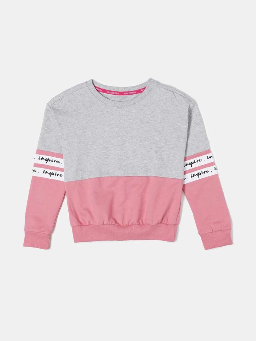 Buy Jockey Girls Combed Cotton Printed Drop Shoulder Sleeves Sweatshirt AG66 Sweatshirts for Girls 17090786 Myntra