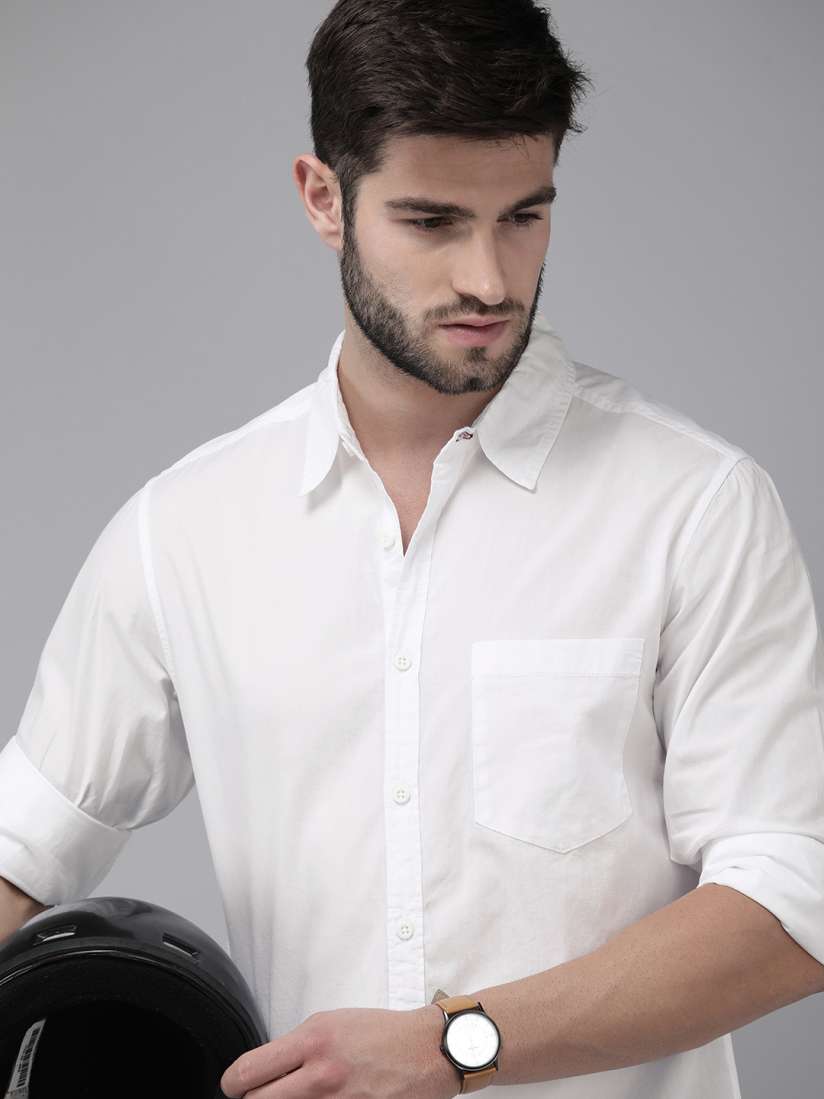 Buy Roadster Men White Classic Regular Fit Cotton Casual Shirt Shirts for Men 17091614 Myntra